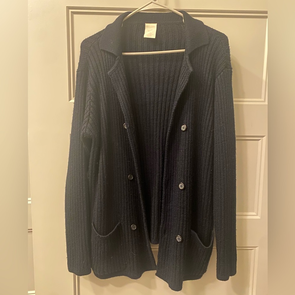Old Navy Slouchy Black Double-Breasted Cardigan W/Collar~Size Medium